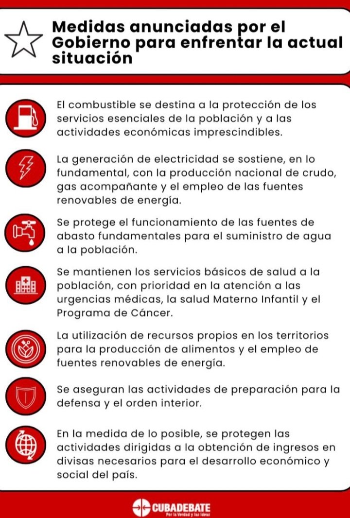 En el espacio televisivo Mesa Redonda se dieron a conocer medidas del gobierno en #Cuba para enfrentar la situación energética actual.
#CubaEstáFirme