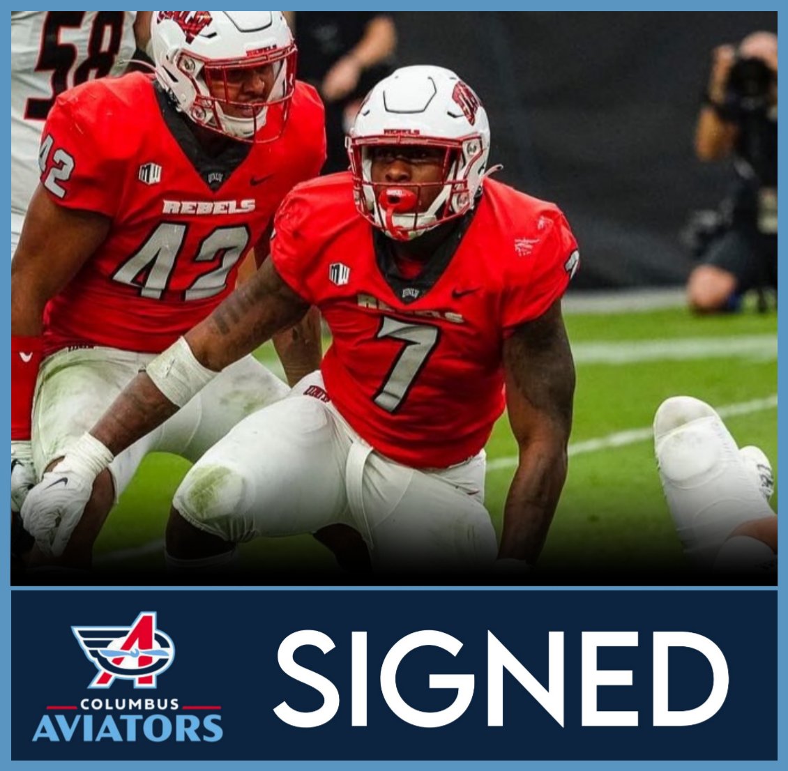 Per <a href="/UFL_PR/">UFL Communications Department</a>, the Columbus Aviators have signed former UNLV DE Adam Plant Jr.

Plant tallied 142 total tackles, 26.5 TFL, 15.0 sacks and 3 FF with TCU and UNLV, being signed by the Las Vegas Raiders in 2023 and spending 2025 in the IFL.

Welcome, <a href="/Apjthe1/">Adam Plant Jr.</a>!

#LetsFly ✈️