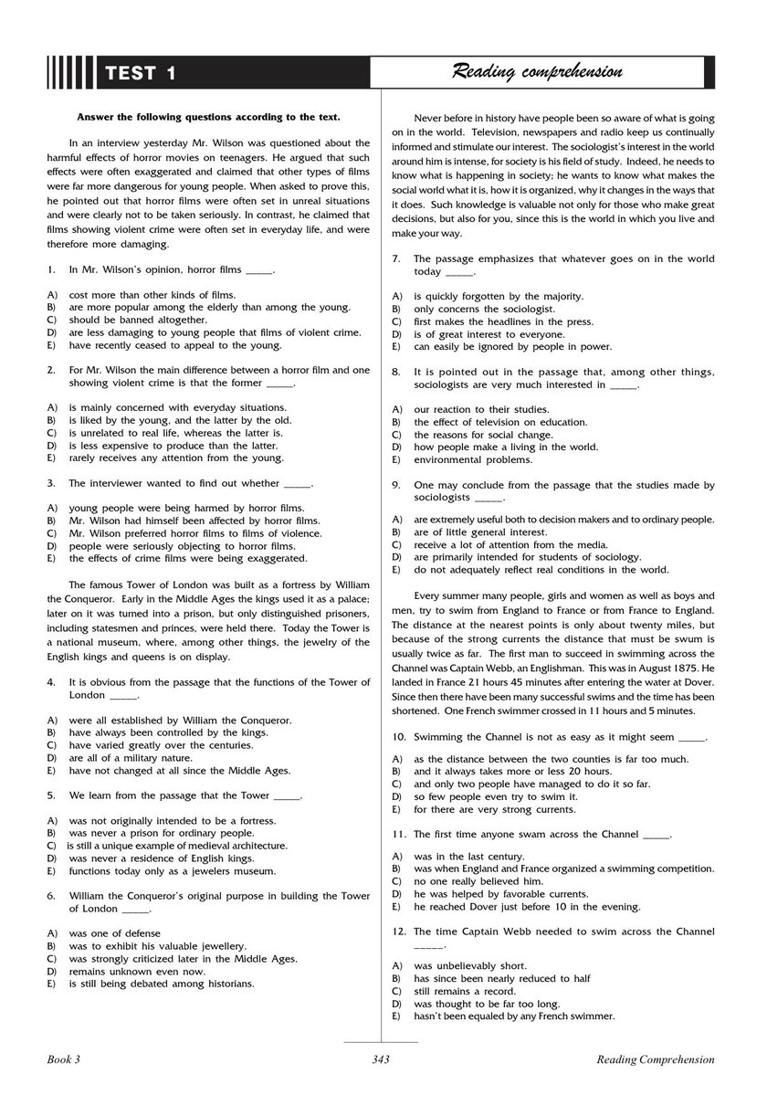 คลังฝึก Reading พร้อมเฉลยสำหรับเตรียมสอบ A-LEVEL 

ดาวน์โหลดฟรี ingilizcetest.weebly.com/uploads/6/1/3/…

#สอบเทียบGED #สอบราชการ #ALEVELENG #ติวTOEIC #TCAS69 #tgat1 #COSCISWU #ทีมมศว #dek69 #ติวCEFR