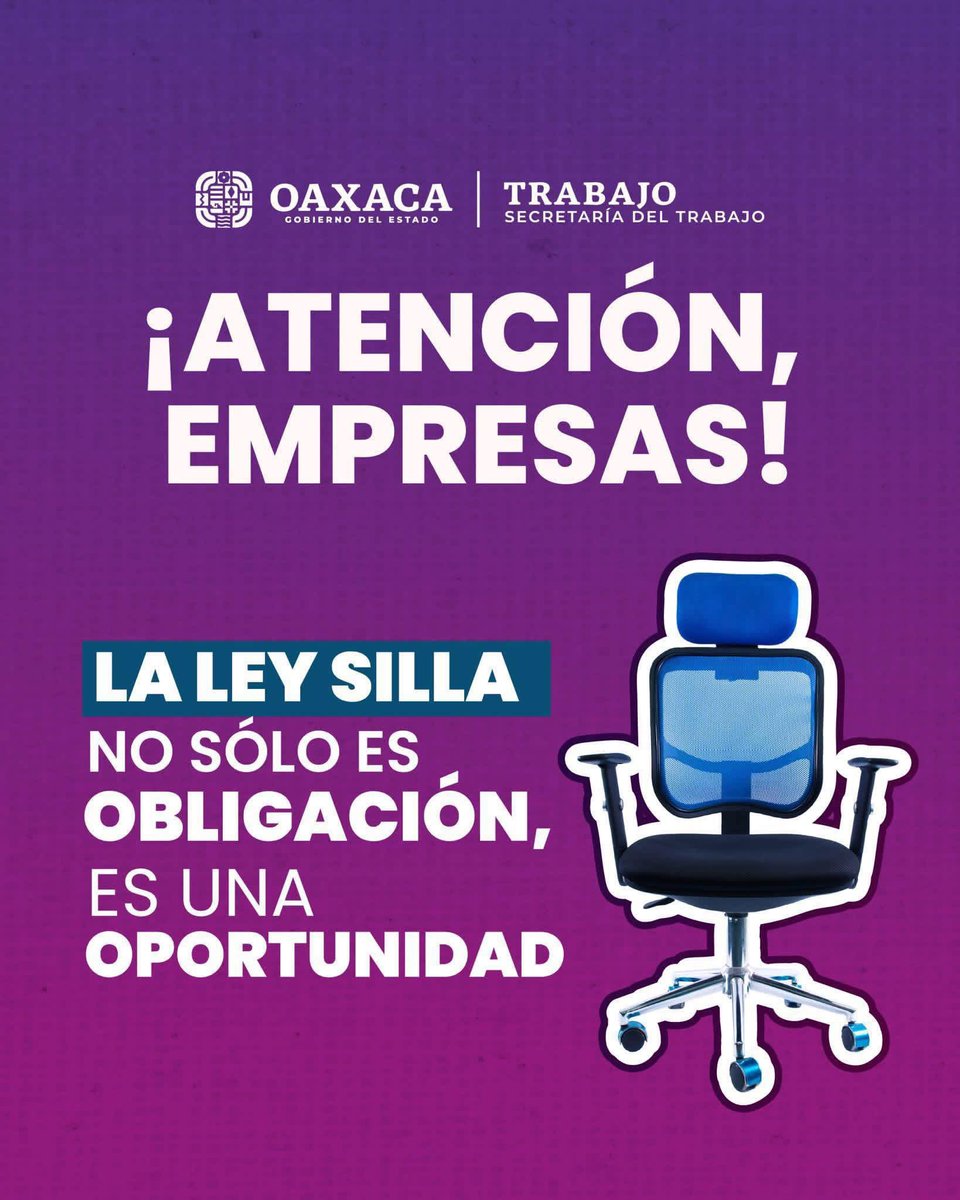 La Ley Silla establece la obligación de garantizar a las y los trabajadores el acceso a asientos con respaldo durante la jornada laboral, especialmente en actividades que requieren permanecer de pie por periodos prolongados.