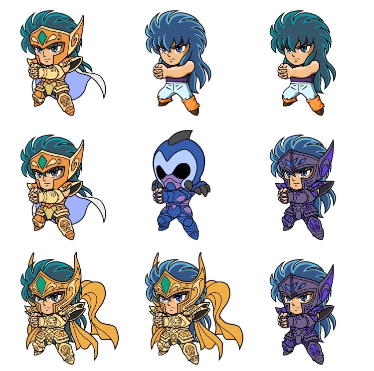 髪色、前髪、聖衣、冥衣、神聖衣とか組み合わせられるようにレイヤー分けしたりしてる時に、「マントなしも！」とか「マスクなしで！」とか「ブロークン冥衣！」とかやってるうちに挫けました。