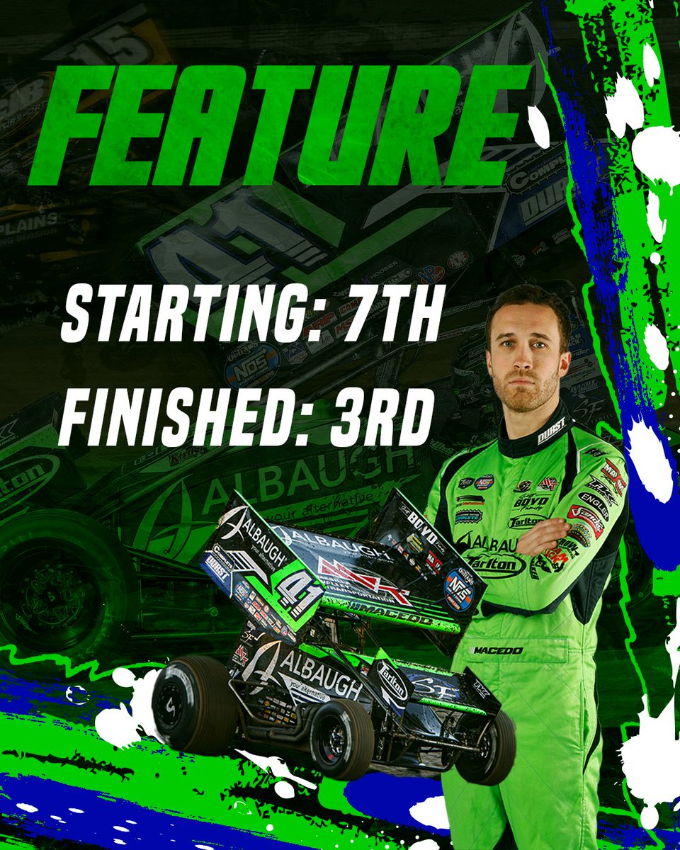 A solid 3rd place finish to start the 2026 <a href="/WorldofOutlaws/">World of Outlaws</a> points season for <a href="/carson_macedo/">Carson Macedo</a> and the <a href="/AlbaughLLC/">Albaugh</a> 41 car!