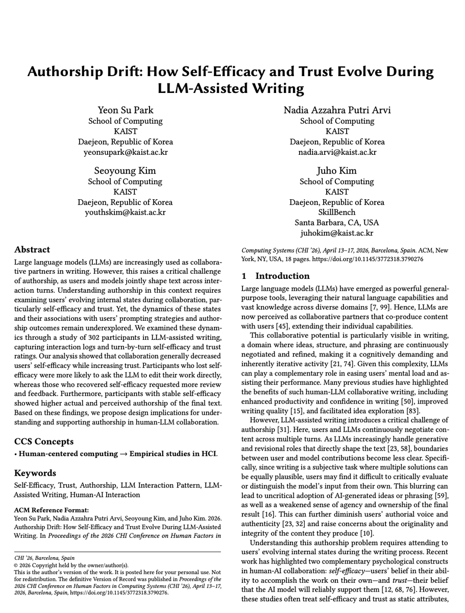 LLMに文章作成を手伝ってもらっている人を対象に調査した結果、「AIはすごい」「自分はすごくない」と自信がじわじわ削られる傾向が共通してみられました。
しかしその後の「使い方」次第で、自信が失われたままの人と自信をとり戻す人に分かれることを確認したと報告されています。
