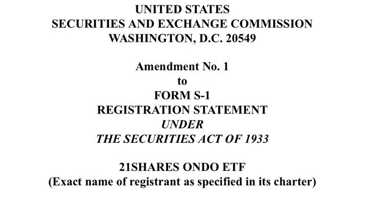 🚨 BREAKING: 21Shares has filed an S-1 registration for an $ONDO ETF, signaling growing institutional interest in tokenized real-world assets (RWAs).

Ondo Finance focuses on bringing traditional financial products on-chain, including tokenized U.S. Treasuries and yield-bearing
