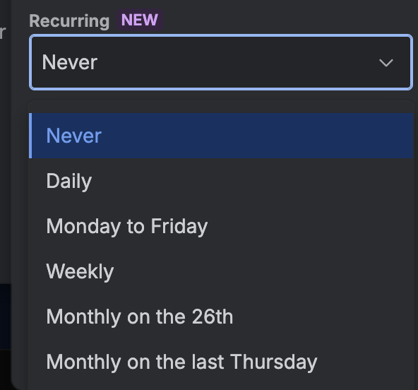 It boggles me that <a href="/trello/">Trello by Atlassian</a>'s "Recurring event" feature doesn't include a "yearly" option. Is there some extremely complex reason why that isn't an option? Srsly.