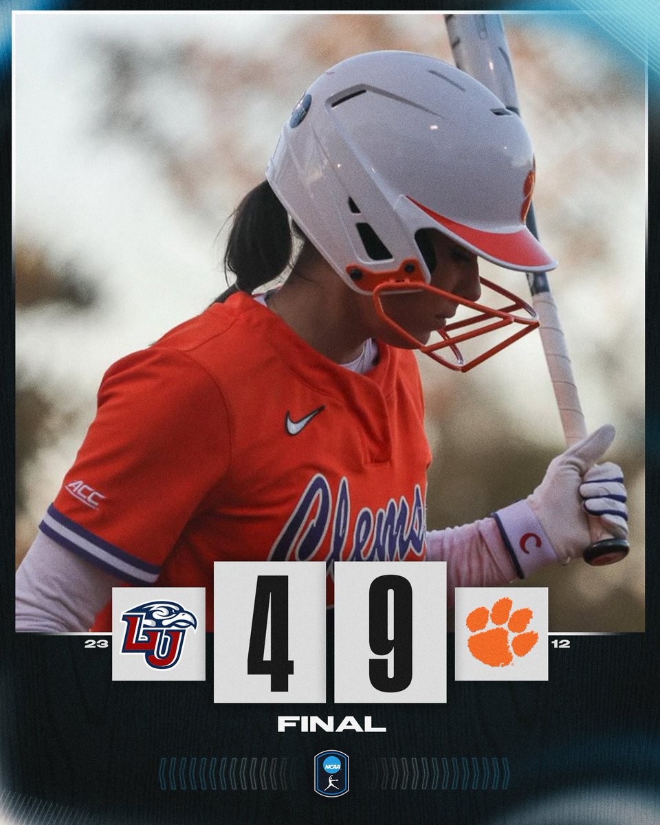 ANOTHER W FOR CLEMSON 🐅

No. 12 <a href="/clemsonsoftball/">Clemson Softball 🥎</a> defeats No. 23 Liberty, 9-4!

#NCAASoftball