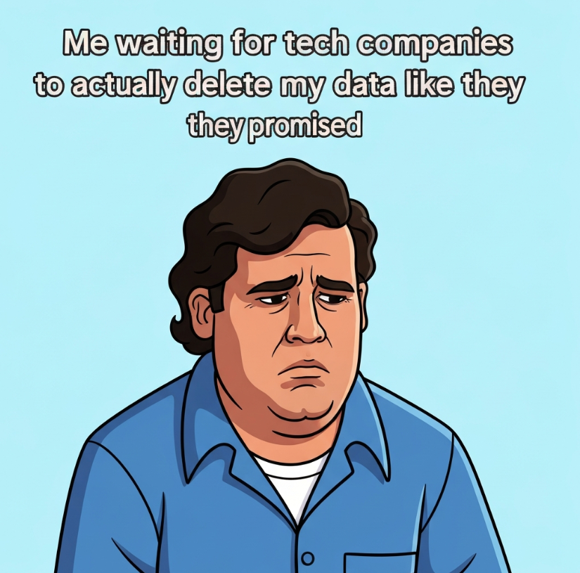 WagnerDutra13's tweet photo. Delete buttons often just hide your information from you while companies keep copies forever in their servers. Real deletion requires real control over where your data actually lives physically @DataHaven_xyz 😔 https://t.co/a16CG5d2r3
