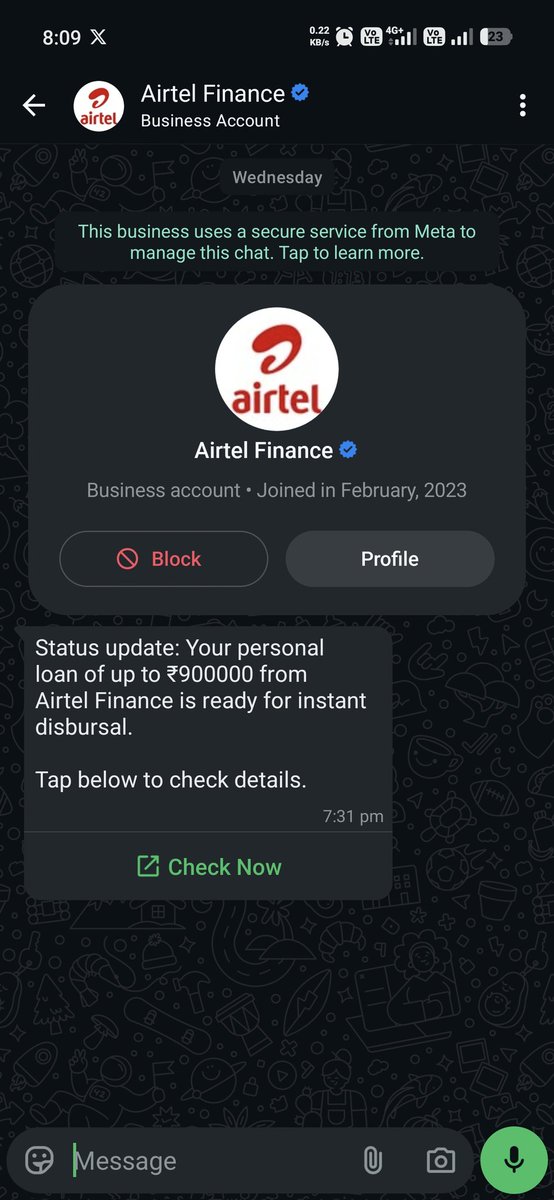 TechnicalSBZ's tweet photo. @Airtel_Presence @airtelindia  
Despite unsubscribing multiple times, I keep receiving unsolicited loan promotions from Airtel Finance on WhatsApp.  

This is harassment Stop all promotional communication immediately and confirm removal of my number from your marketing database. https://t.co/Pb3dRkQnbO