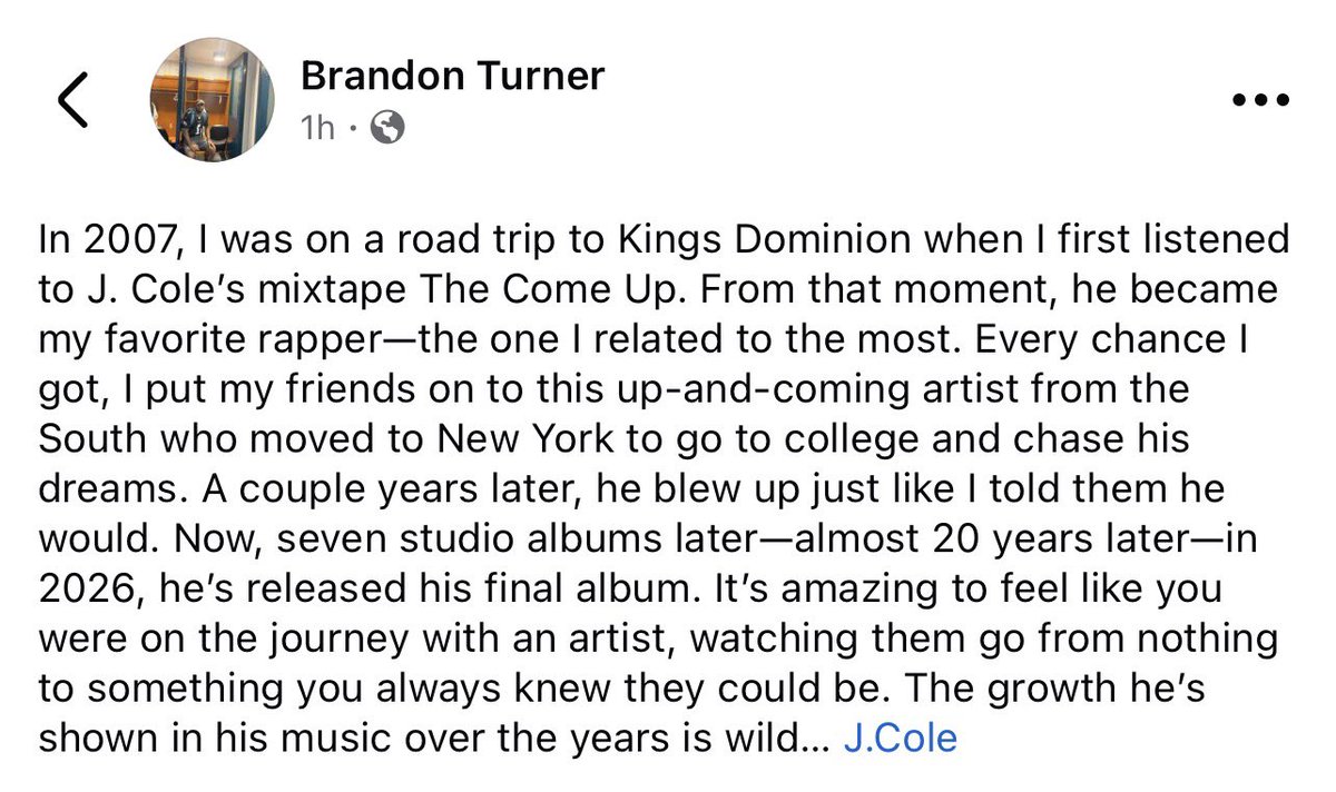 Thank you! <a href="/JColeNC/">J. Cole</a>