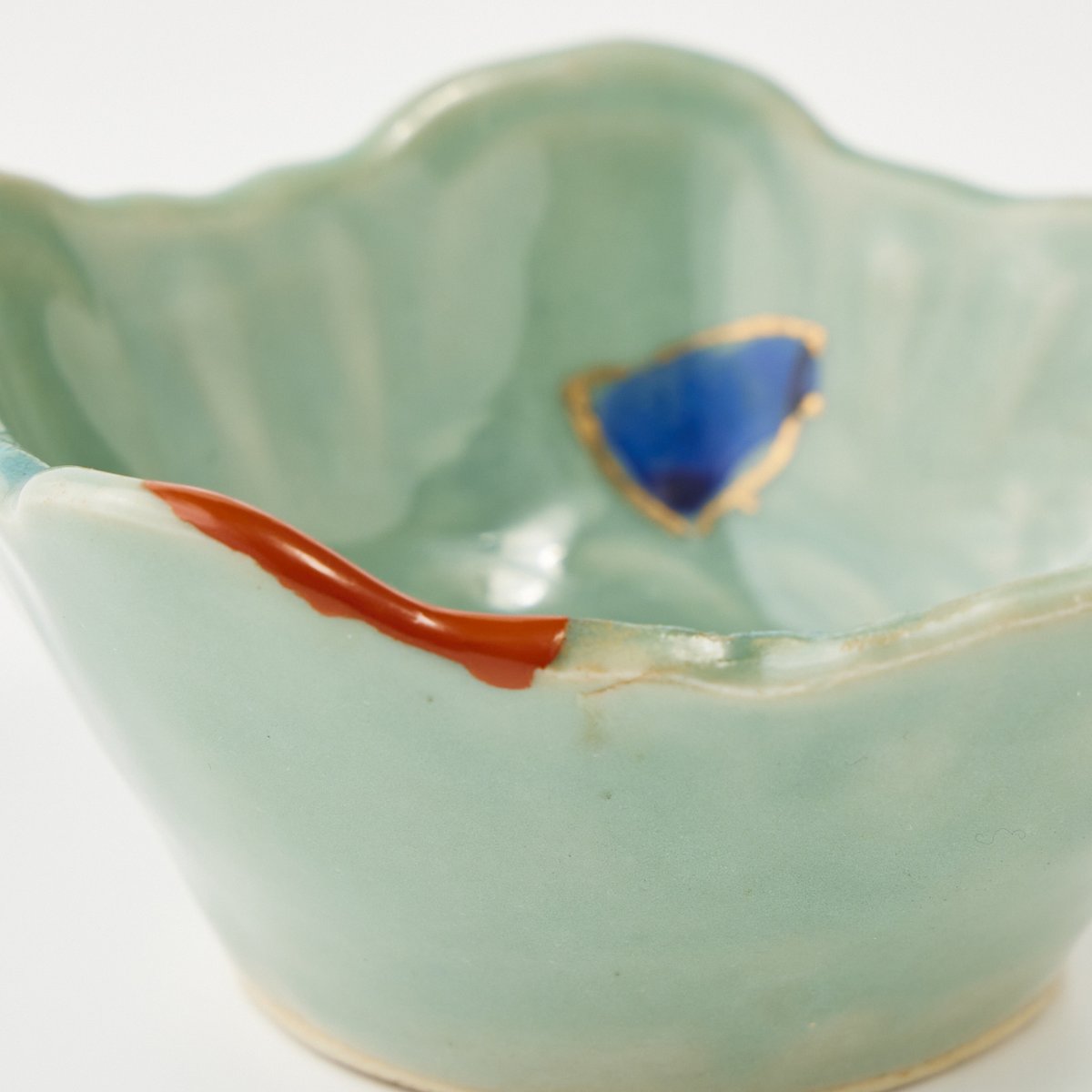 金継ぎ販売器 小鉢 青磁に波千鳥