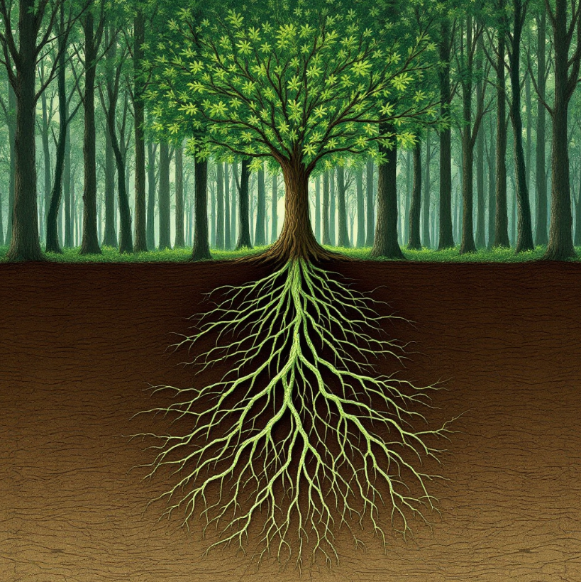 WagnerDutra13's tweet photo. Trees are knowledge databases growing through centuries. Bark rings record chronological history. Underground roots network like mycelium internet. Leaves photosynthesize sunlight into storage A living library where information grows organically across generations. @DataHaven_xyz https://t.co/1tuK8hR0Ur