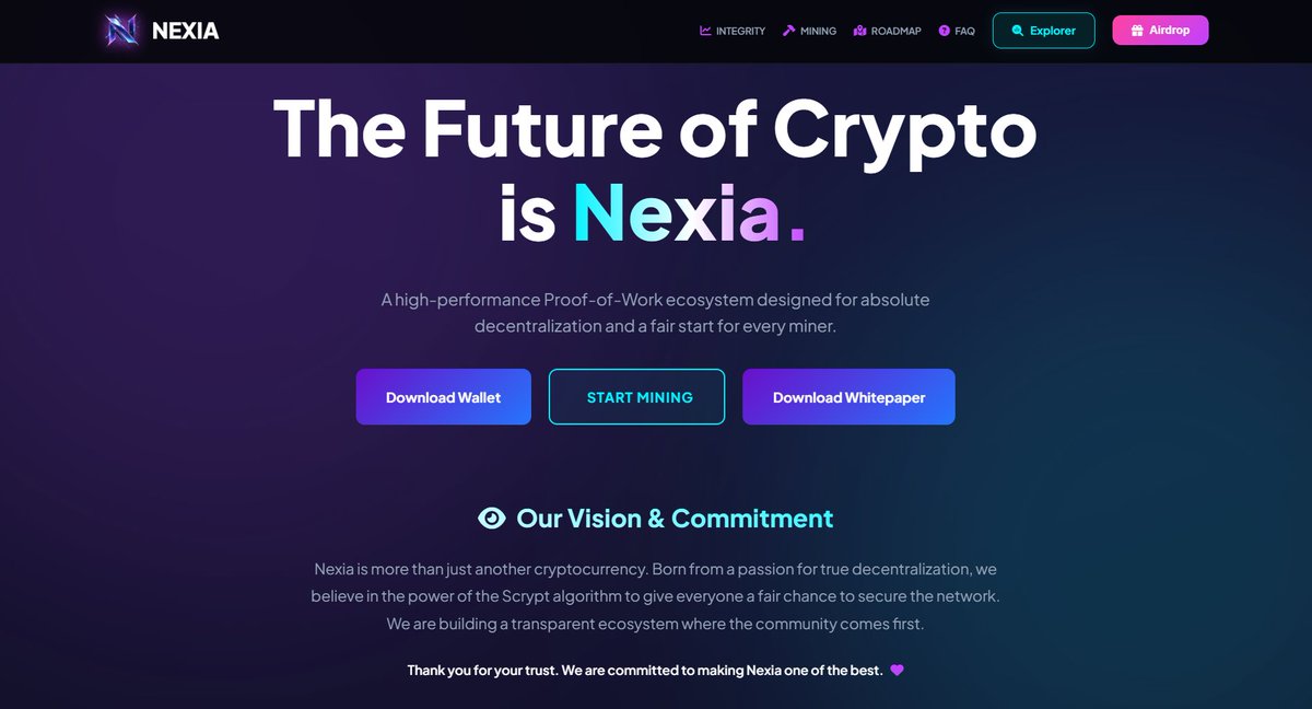 We now have an airdrop section on the website nexiacoin.org
"This is a great step forward."
#Altcoins #CryptoNews  #BlockchainLife #Nexia #Decentralized
