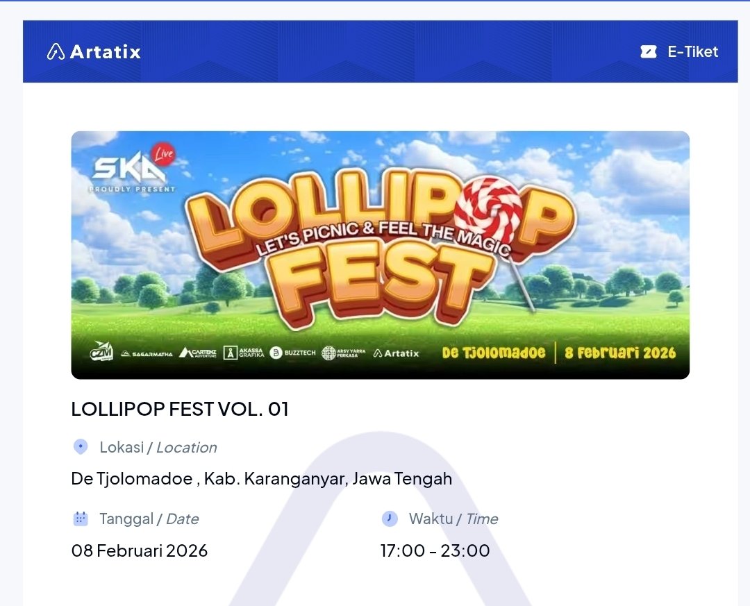 lievear's tweet photo. wts 2 tiket lollipop fest 160k aja!!
gajadi nonton karna besoknya kuliah pagi 😵‍💫

#lollipopfest #wts #zonauang https://t.co/EXHBSb5x6A
