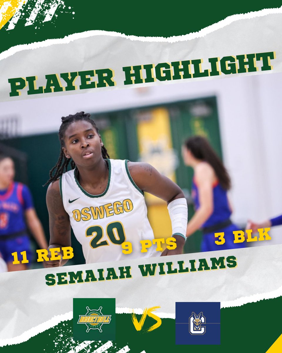 Impressive performances tonight by Madison Guillory, Giavanna White-Principio, Brianna Weaver, and Semaiah Willams to lead us in our victory over SUNY Canton!