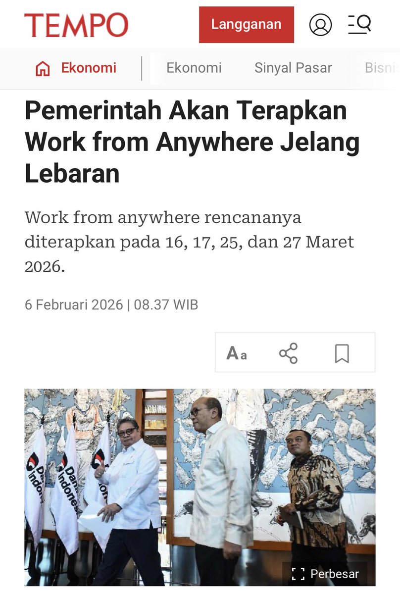 karirfess's tweet photo. Pemerintah terapkan pada 16, 17, 25, dan 27 Maret 2026. https://t.co/ff5V91E57p