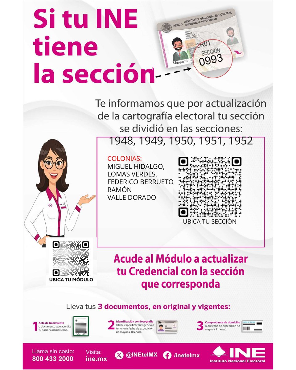 IEC_Coahuila's tweet photo. 📣¡Atención, Saltillo!
🪪Si tu credencial para votar tiene la sección 0993, por reseccionamiento se dividió en diversas secciones. Acude al Módulo a actualizarla con la sección que corresponda. ¡Tienes hasta el 🗓️10 de febrero!
¡Yo con mi INE participo! #EleccionesCoahuila2026 https://t.co/GE3NRc6Kec