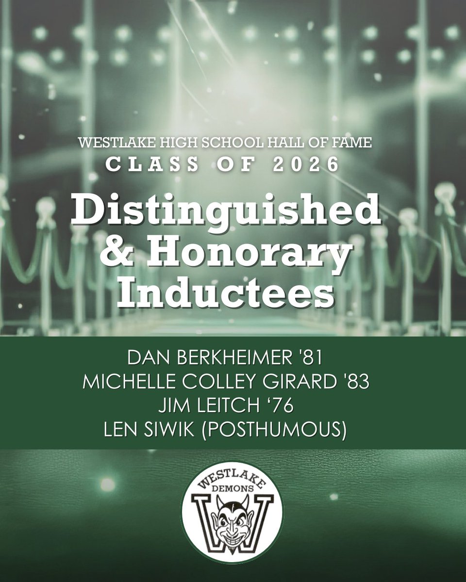Tonight, the Westlake High School Alumni Association inducted eight alumni into the Hall of Fame, celebrating decades of achievement, leadership, and service. Congratulations to the Class of 2026 inductees!