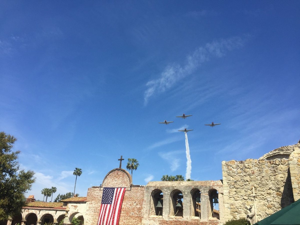 Look to the skies on March 19!

In honor of St. Joseph's Day &amp; Return of the Swallows, we will host a WWII fighter pilot flyover, paying tribute to history and service during our 250th anniversary year. 

Plan your visit today! buff.ly/31y7EOZ