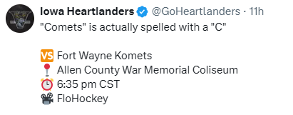 FWKomets's tweet photo. And HeartLanders is spelled with a big ol L

#KometsWIN