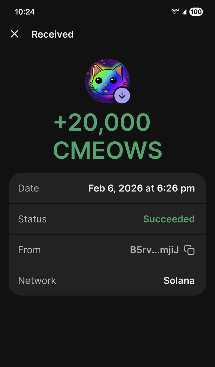 Won some $CMEOWS in our <a href="/Crypto_Meows/">Crypto Meow Meows</a> group chat wheel spin. Make sure to get your <a href="/Crypto_Meows/">Crypto Meow Meows</a> so you can get in on the fun, get in our chat and get rewarded just for holding. 💜😺