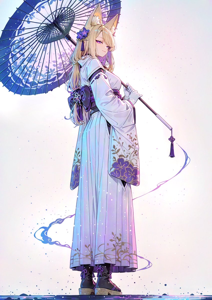 お狐様と和傘
//幽知仕立、人手仕上