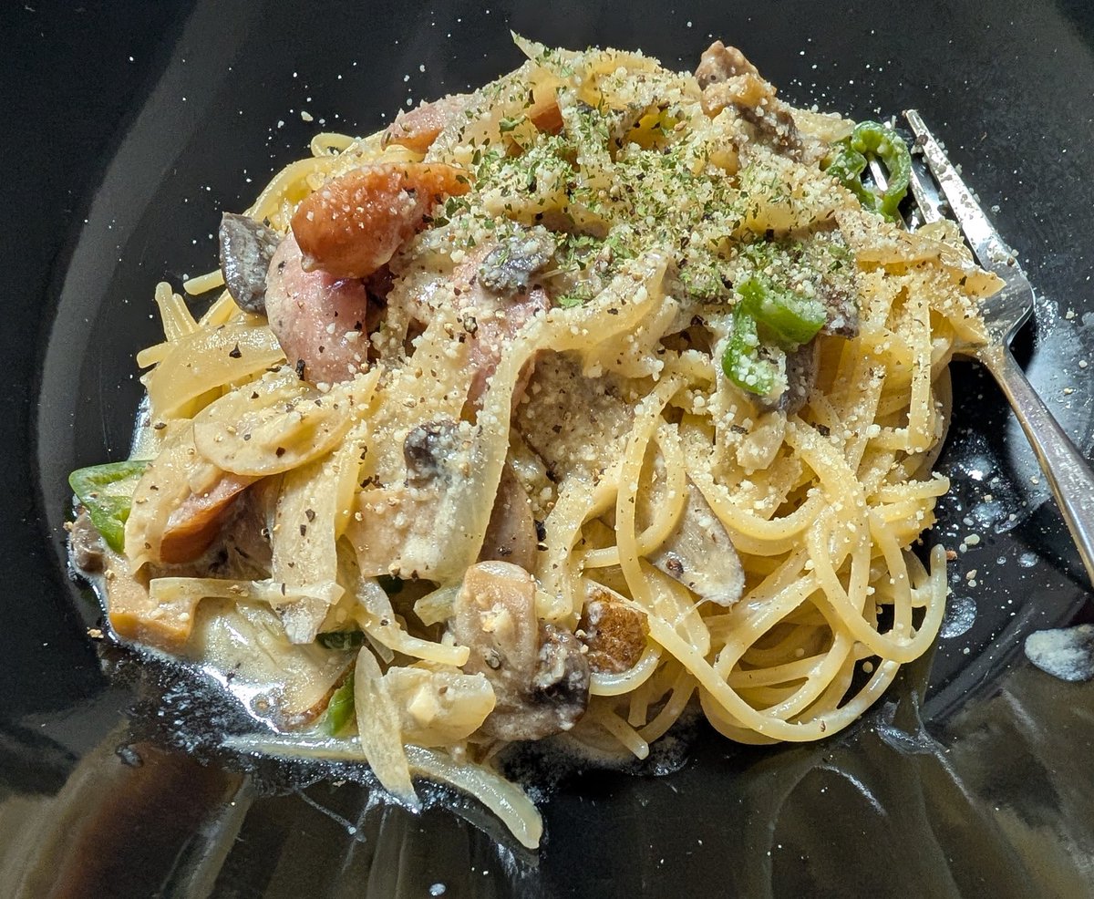 クリームパスタを食べました。