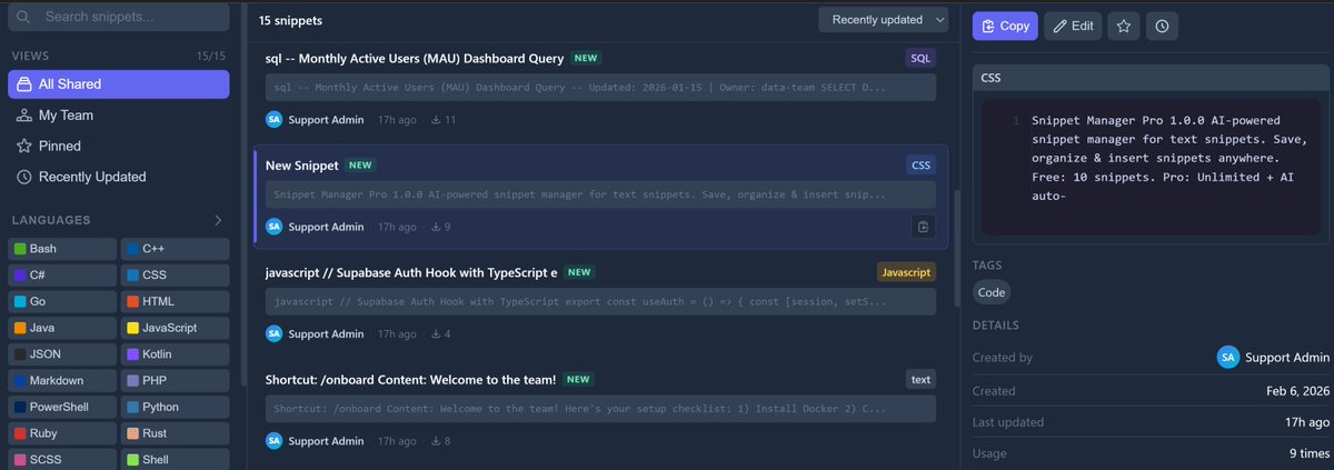 Snippet Manager Pro tweet media