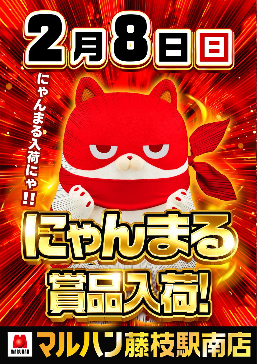 📣明日2月8日（日） ✨✨✨✨✨✨✨✨✨ 😺にゃんまる賞品入荷