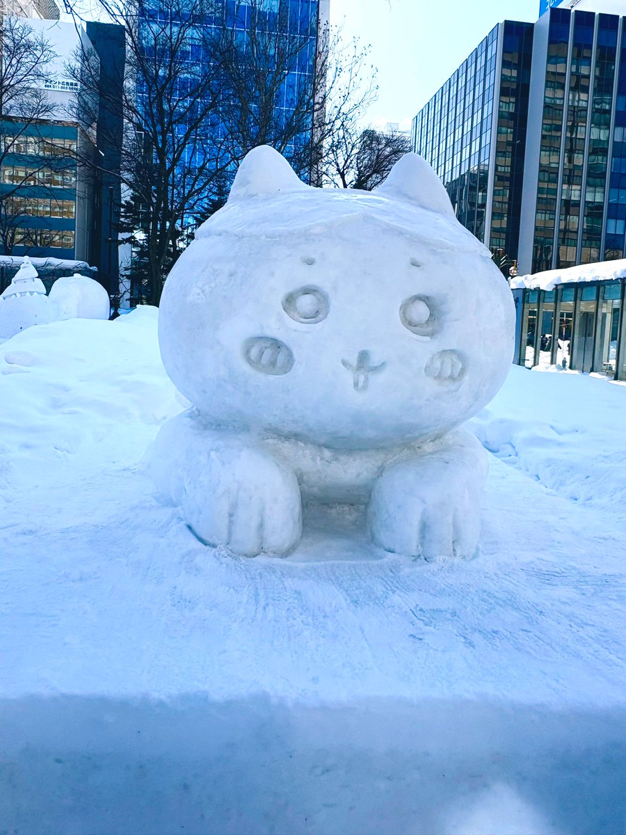 Shira8ware_930's tweet photo. 市民雪像のハチワレも、クオリティーが秀逸すぎて可愛かった！❄️
どこから見ても愛しいうちの推し🐱

#さっぽろ雪まつり2026 https://t.co/cTMWTMwI2S