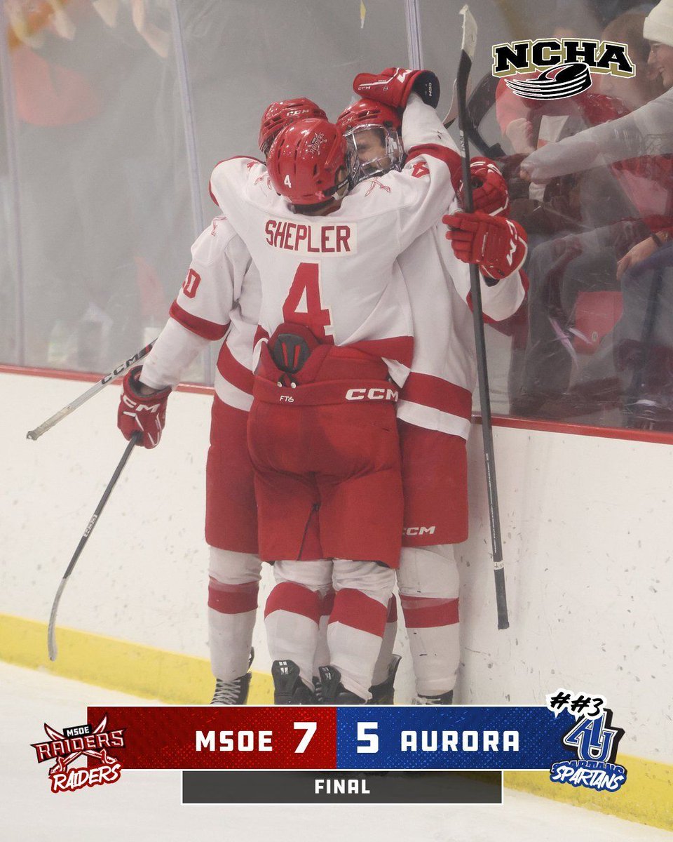 ‼️ 𝐁𝐚𝐫𝐧 𝐁𝐮𝐫𝐧𝐞𝐫 𝐅𝐢𝐧𝐢𝐬𝐡𝐞𝐫𝐬 ‼️ 

<a href="/MSOEHockey/">MSOE Hockey</a> uses an early three goal lead to stun #3 Aurora in a high scoring thriller!

#TheRaiderWay #d3hky