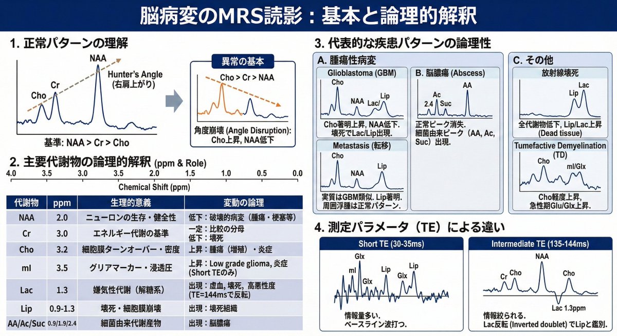 RT @TKG_Radiology: 脳病変のMRS読影の基本 (Geminiに作成してもらい