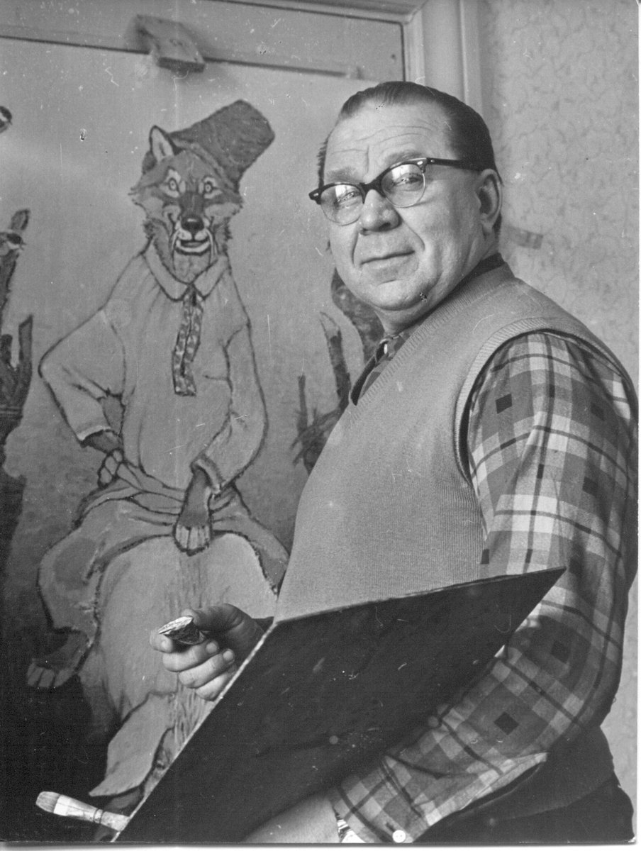 С днем ​​рождения, Евгений Рачёв🎉!
2/8は、エフゲーニー・ラチョフさんのお誕生日🎂

ウクライナ民話絵本『てぶくろ』で、
日本でもよく知られている画家ラチョフさんは、
1906年生まれで、今年生誕120年を迎えます。
実は、いわさきちひろ（1918年生まれ）と同じ
午年でもあり、今年は年男です🐎。