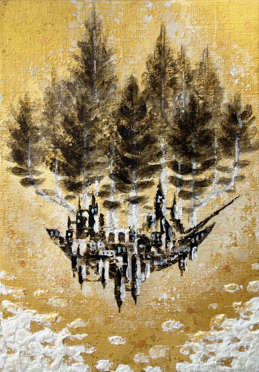 金色の世界。 この作品では、わずかに青味を帯びた金を使っています