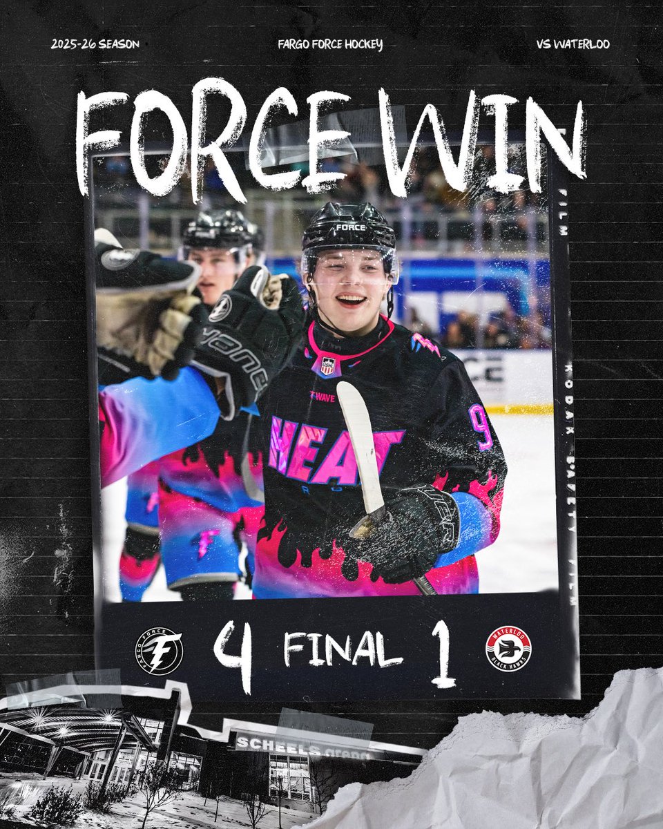 FargoForce's tweet photo. FARGO HEAT DUB!🔥

#ForceNation⚡️ | #USHL https://t.co/huohosJqjJ
