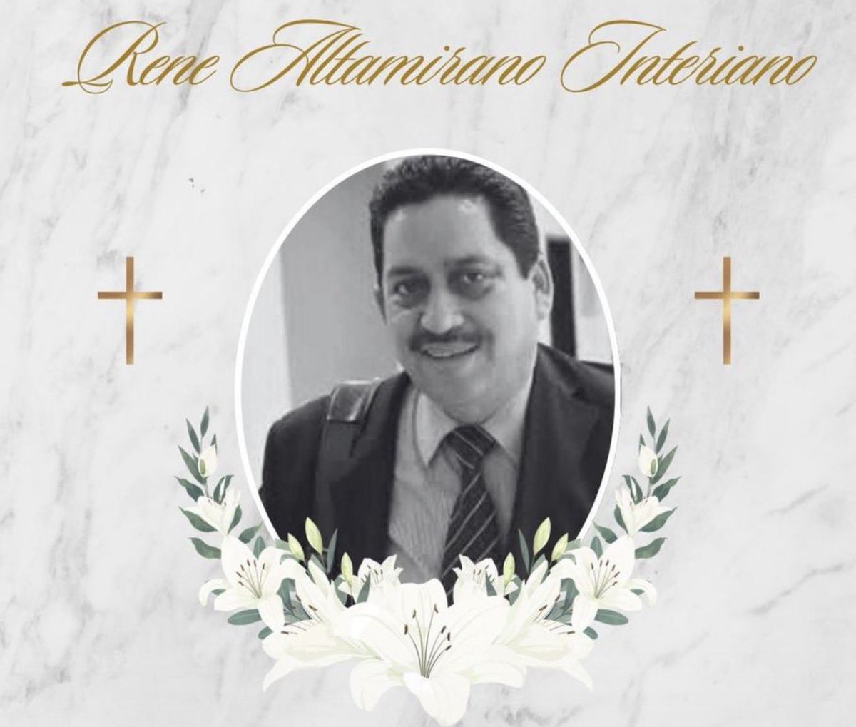 Lamento profundamente el fallecimiento de nuestro colega; Abog . René Altamirano (Q.D.D.G) , cuya trayectoria y solidaridad permanecerá como un legado. A su familia; mi muestra de pesar y anhelo que alcancen justicia. Resignación como familia cristiana.