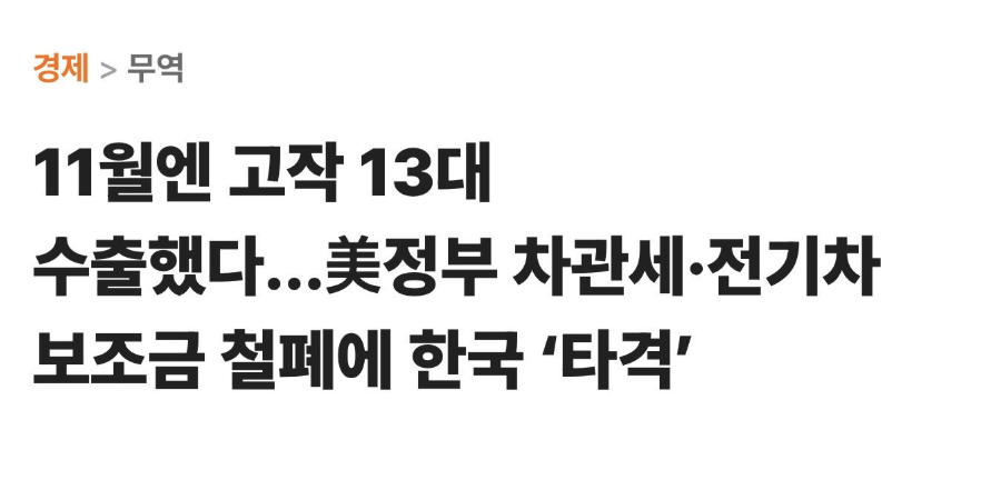 관세 보조금 철폐에 11월에 미국에 고작 13대 수출ㄷㄷ

'좌빨노조 뭐하니?'