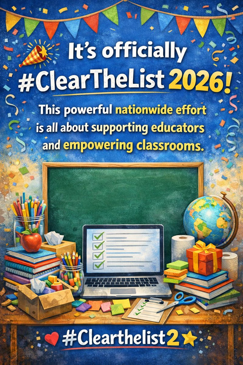 ClearTheList2's tweet photo. π Itβs officially #CleartheList2026 ! This powerful nationwide effort is all about supporting educators and empowering classrooms.
#WishlistFairy #TeacherWishlist #SupportTeachers #AmazonWishlist #ClassroomMagic #Title1Teacher #SpecialEducation #PayItForward https://t.co/5zZbeAHBbt
