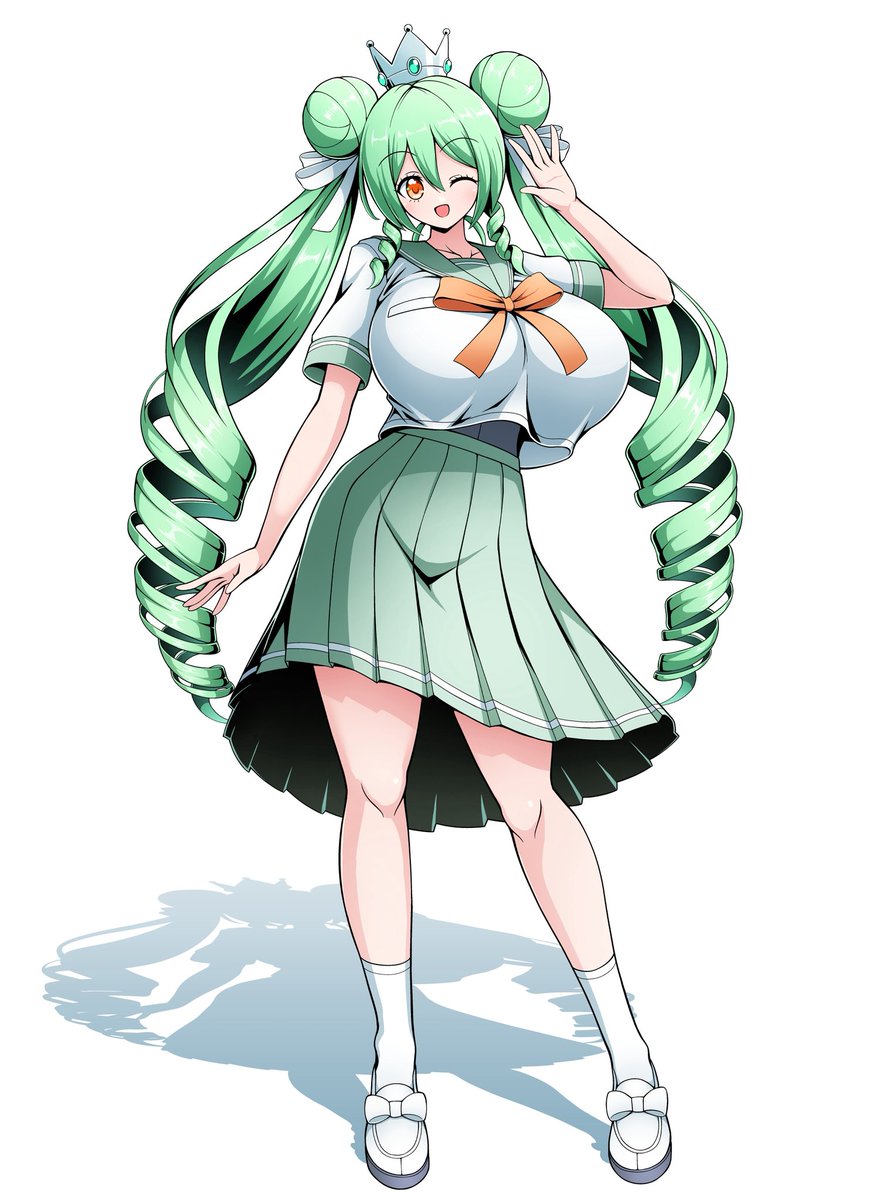 立ち絵描いたよ(あげなおし)
緑髪縦ロールセーラー爆乳🍈 