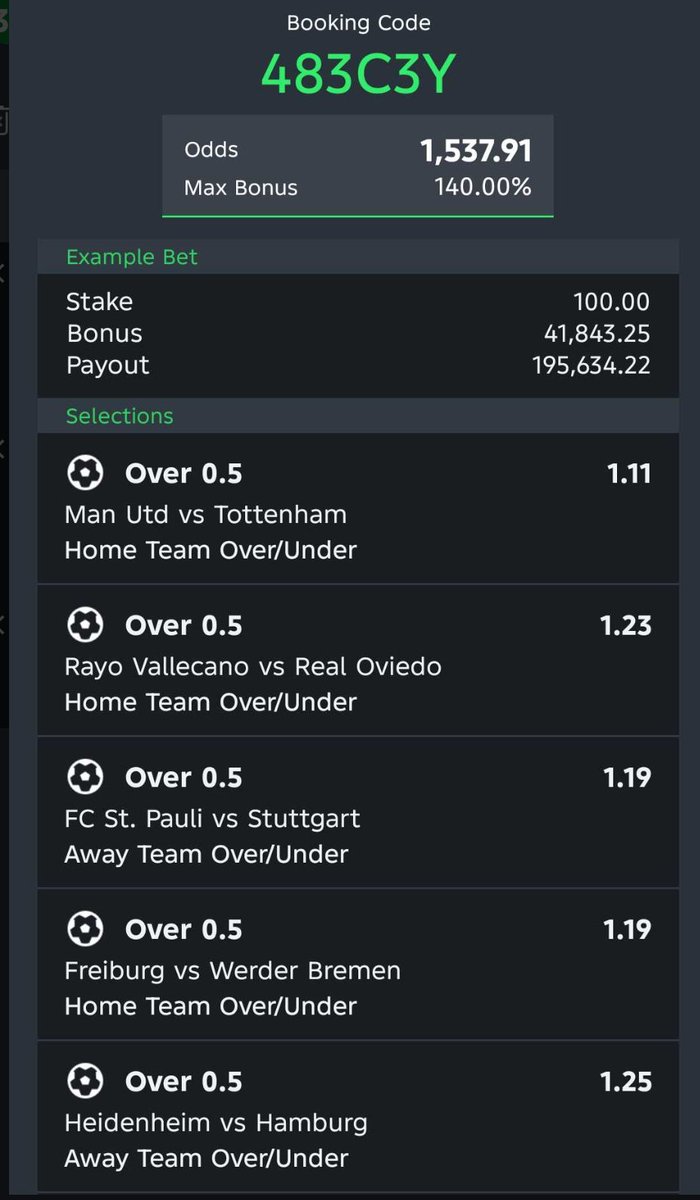 Vic_palmer's tweet photo. 1,537 ODDS

Sportybet Code.  483C3Y

Retweet For Others And Follow Me For More Wins🥳 https://t.co/WgYBwnFhLM