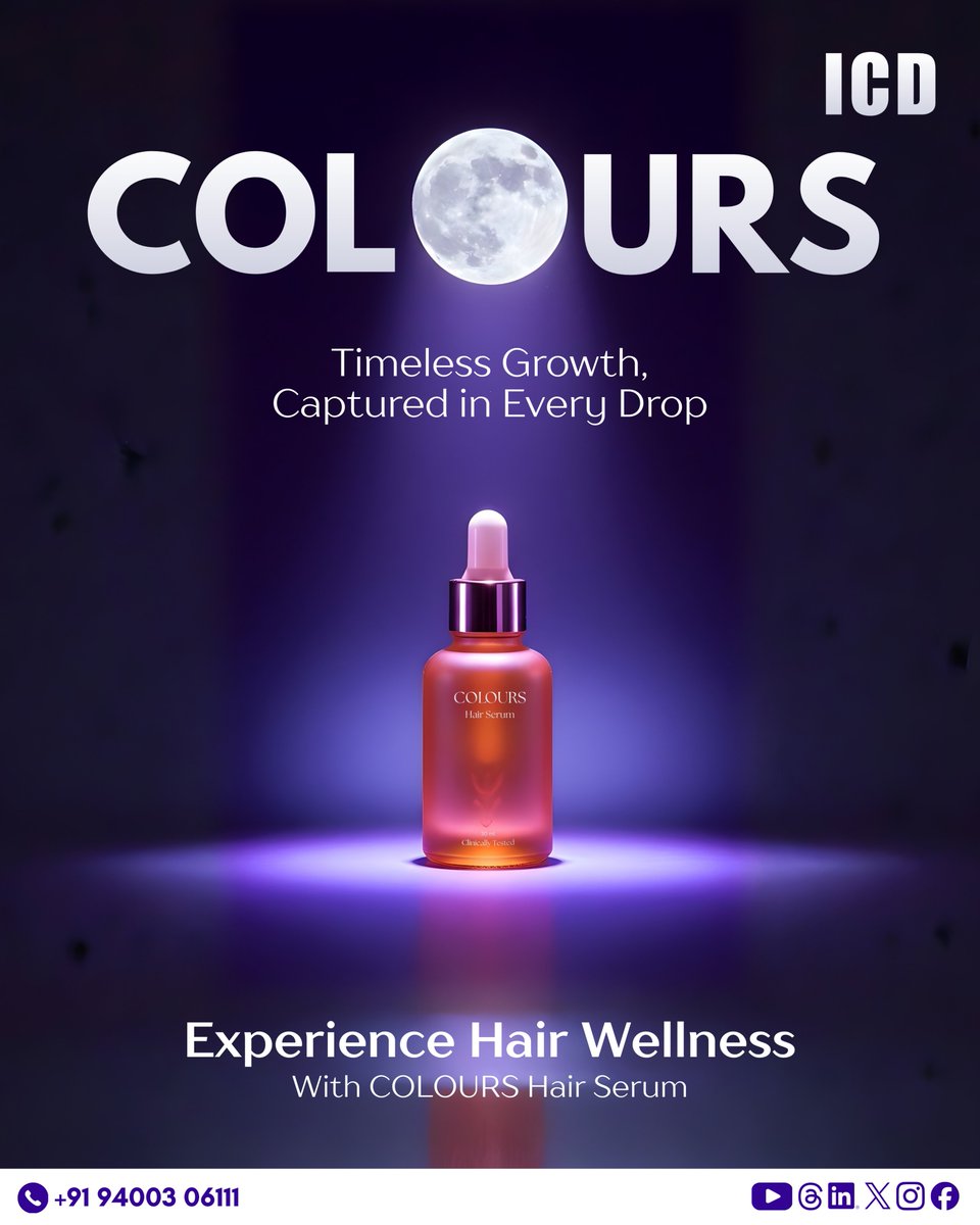 icd_colours's tweet photo. Timeless care for stronger, healthier hair 🌙✨
Experience hair wellness like never before with COLOURS Hair Serum—crafted to nourish, strengthen, and revive every strand, drop by drop.

📞 +91 94003 06111

Discover the secret to lasting shine and growth. https://t.co/SRtudrhvt6