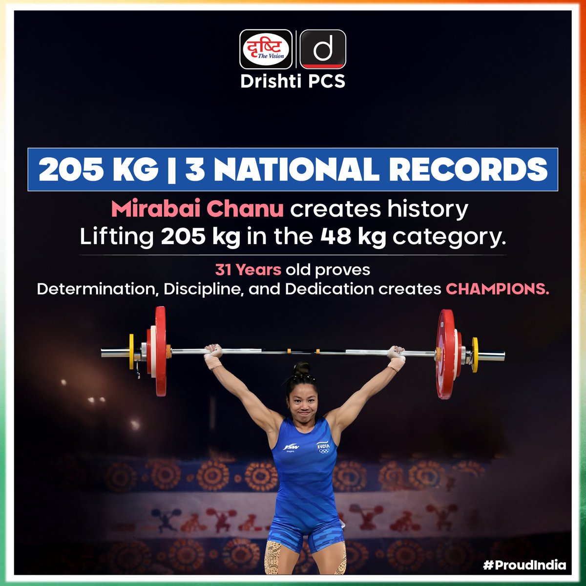 DrishtiPCS's tweet image. Strength isn’t just about lifting weight it’s about lifting a nation’s pride
A moment that reminds us why champions are made through consistency, courage, and belief.
 .
#ProudIndia #IndianSports #WomenInSports #ChampionsMindset  #MirabaiChanu #Weightlifting #DrishtiPCS