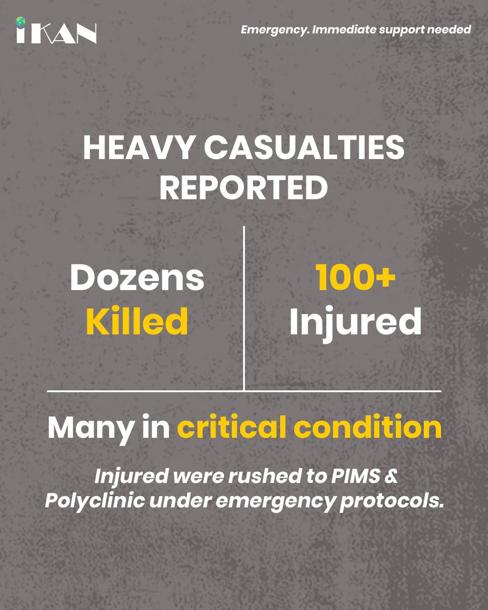 IkanCommunity_'s tweet photo. Islamabad victims need blood urgently.  Emergency surgeries are underway, visit PIMS or Polyclinic to donate blood #IslamabadBlast https://t.co/IIcJVMoCnH