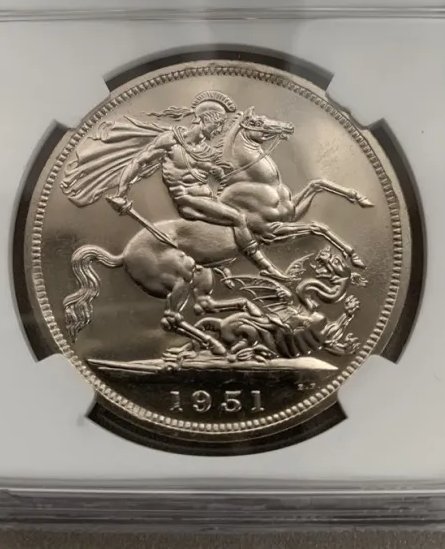 イギリス ジョージ6世 クラウン貨 1951年 NGC PL64 