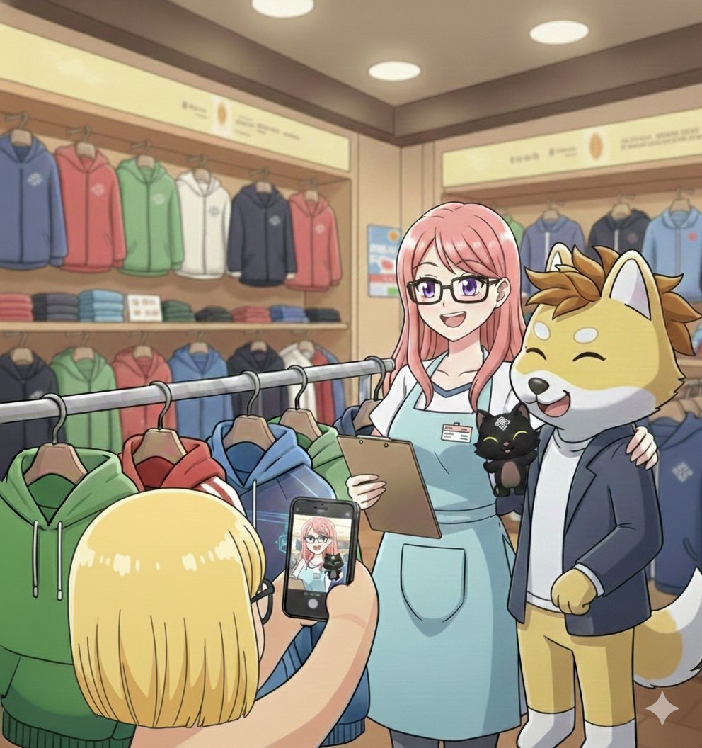 chaddettePH's tweet photo. JACKETS & SNAPS AT SM LA UNION

SCENE: INSIDE A CLOTHING STORE AT SM LA UNION

Racks of colorful jackets line the walls. 

Main Characters: DOGELON (yellow canine character) holds up a dark blue hoodie with a geometric logo, while SIGGY (black cat character) leans in, tail swishing happily. 

ME (the photographer)

ME
Grins, phone screen glowing
Okay, hold that pose! Siggy, stick your tongue out a little more – perfect!

SIGGY
Laughs, playfully pawing at the jacket
He says it’ll match my “cool cat” vibe… I think he just likes how cozy it feels!

DOGELON
Puffs out his chest slightly
Of course it does! Baguio’s chill is no joke – we need layers that work and look good.

Click! The phone shutter sounds. Just then, SALESLADY LUCI (warm smile, name tag pinned to her apron) approaches with a clipboard.

LUCI
Eyes lighting up
Excuse me – are you two… Dogelon and Siggy? I follow your adventures online!

SIGGY
Perks up
We are! Did we make a mess with the jackets? We can fold them back – promise!

LUCI
Waves off the worry
No, no! I just… I’ve been a fan forever, and my niece adores you both. Would you mind posing for a quick photo with me? And maybe sign this notepad for her?

DOGELON
Beams, setting the jacket on the rack carefully
Now that’s a request we can’t say no to! Right, Sig?

SIGGY
Nods eagerly, already trotting over to stand beside Luci
Only if we can ask you for a photo too – you’ve been so helpful picking out warm gear!

Luci hands over a pen and small notepad. Dogelon scribbles a message; Siggy adds a paw print doodle. You step forward with your phone again.

ME
Want me to take it? I’ve got a steady hand – and I can send you a copy later!

LUCI
Clutches her chest, grinning
Oh, that’d be amazing! Okay… say “warm hugs for cold days!”

All four gather close. The camera clicks – a bright, happy shot of friends (and fans) sharing a moment in the store.

DOGELON
Slips the signed notepad into Luci’s hand
Tell your niece we said stay cozy out there!

SIGGY
Winks
And maybe save us a spot if you ever host a fan meet-up here – we’ll bring more jackets to show off!

LUCI
Laughs, tucking the notepad safely away
Deal! Now… let me ring those jackets up for you before the next cold snap hits!

Everyone heads toward the counter, chatter and laughter filling the air.

FADE OUT

to be continued next year… 

gRitual!! ❤️🌟

@ritualnet @ritualfnd 

@RealGoOfficial