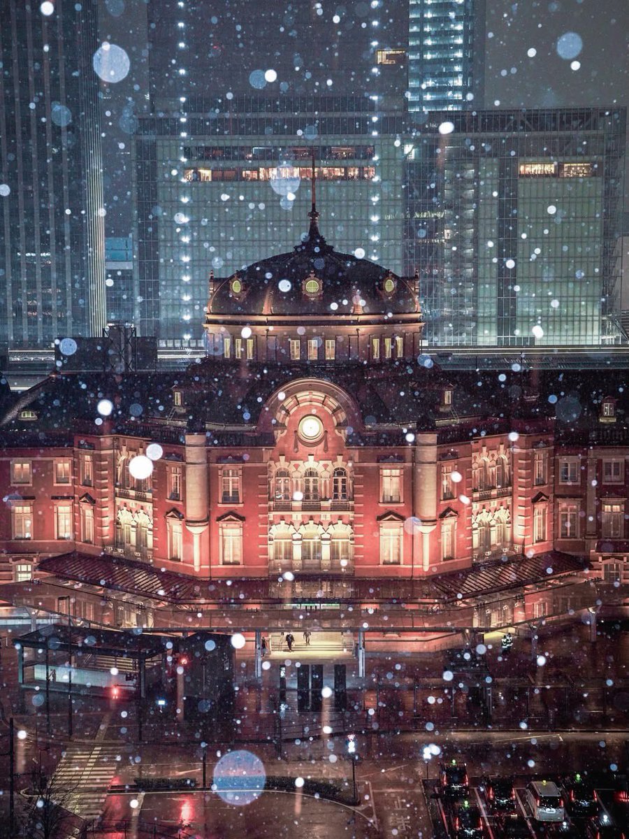 東京駅に降る雪