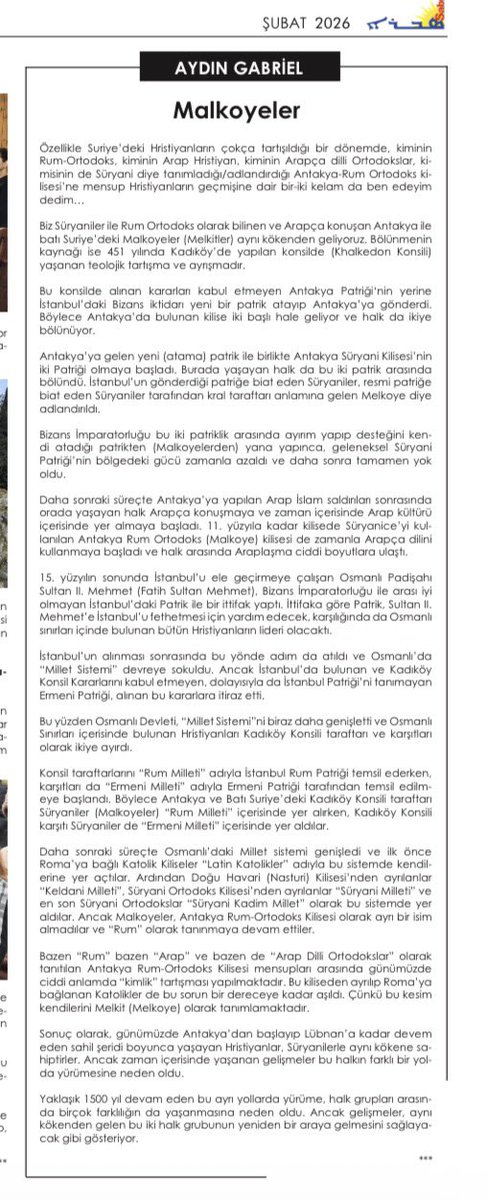 Sabro’nun Şubat (168.) sayısında Malkoyeleri (Rum-Ortodoksları) yazdım…
