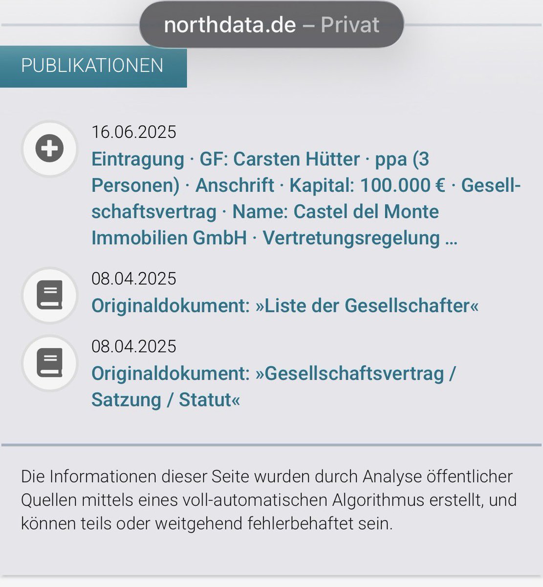 OckhamsC's tweet photo. @IrisRoder42813 2/2 Das #CastelDelMonte ist ein Bau des Staufer-Kaisers Friedrich II in Apulien, also eine Referenz zum hl. Römischen Reich deutscher Nation?
Da muss wohl mal wer mit Vollzugang bei #Northdata ran.
#CarstenHütter
#HansHolgerMalcomeß
#AndreiHesse
#AchimExner
#SebastianWippel https://t.co/2pIyg86ZzT