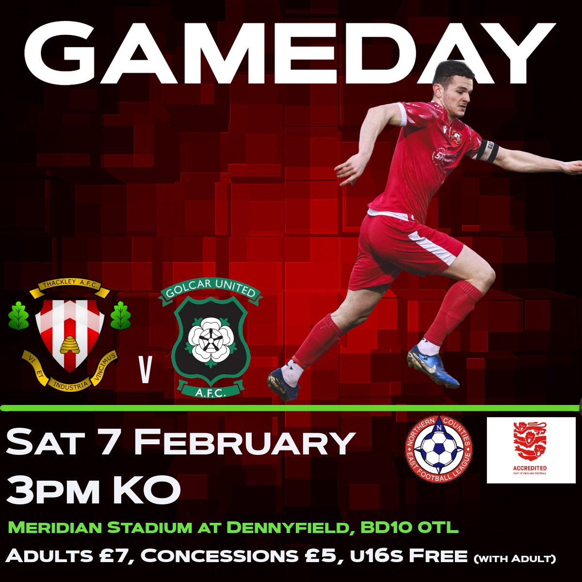 𝗚𝗔𝗠𝗘𝗗𝗔𝗬 - 𝗚𝗔𝗠𝗘 𝗢𝗡 🚨

It’s been over 3 years since a postponed game for a waterlogged pitch at Dennyfield… TODAY IS NOT THE DAY!

After a referee inspection, today’s game 🆚 Golcar United is ON!

A huge testament to our volunteer ground staff 👏

We hope you can