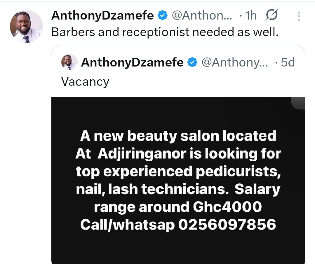 VanessaEboateng's tweet photo. Vacancy!!!! https://t.co/aHy8DWqpho