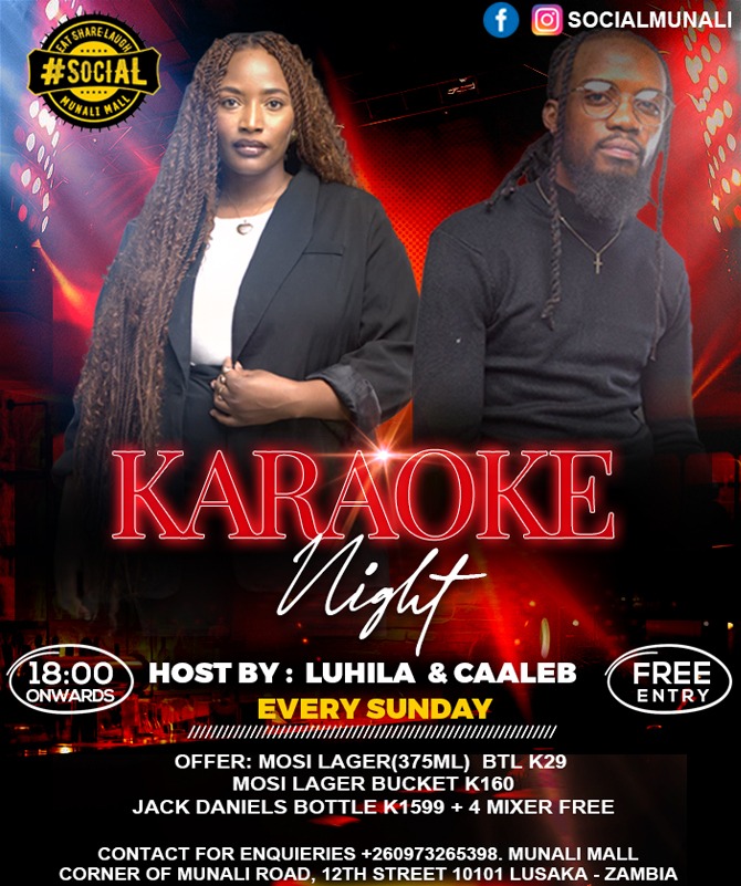 socialmunali's tweet photo. Lights on, mic up, Lusaka sings! 🎶 Karaoke Night at Munali Mall—every Sunday from 18:00. Free entry, big vibes, bigger voices!”“Stage is set, drinks are cold, voices ready—Munali Mall turns Sundays into showtime. 🎤✨” https://t.co/0QbKLqnYwK